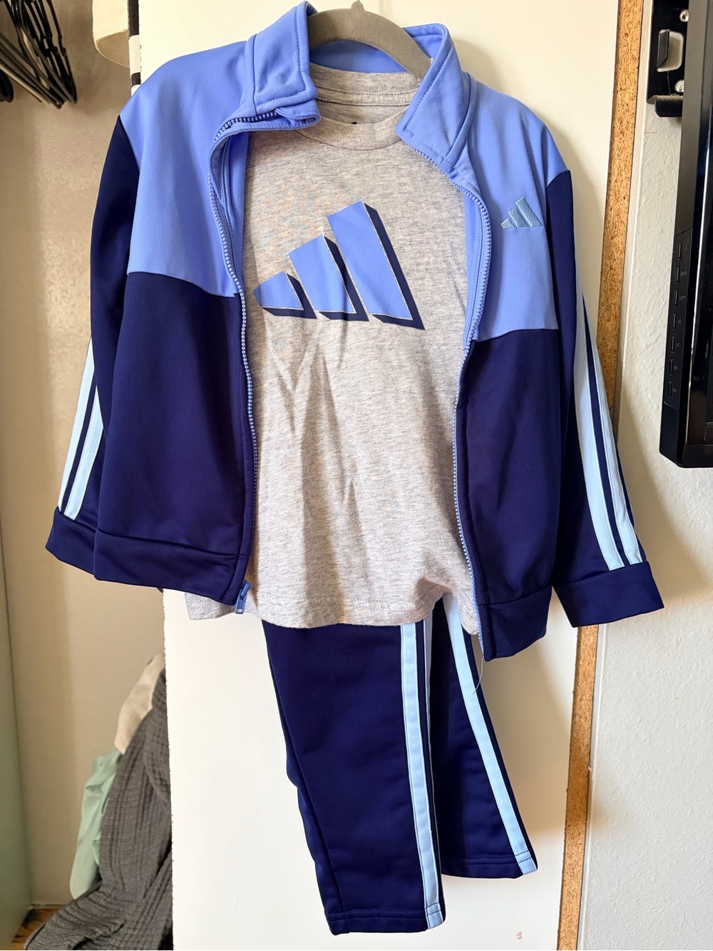 adidas Kids Navy and Light Blue Jogger Set Bottoms